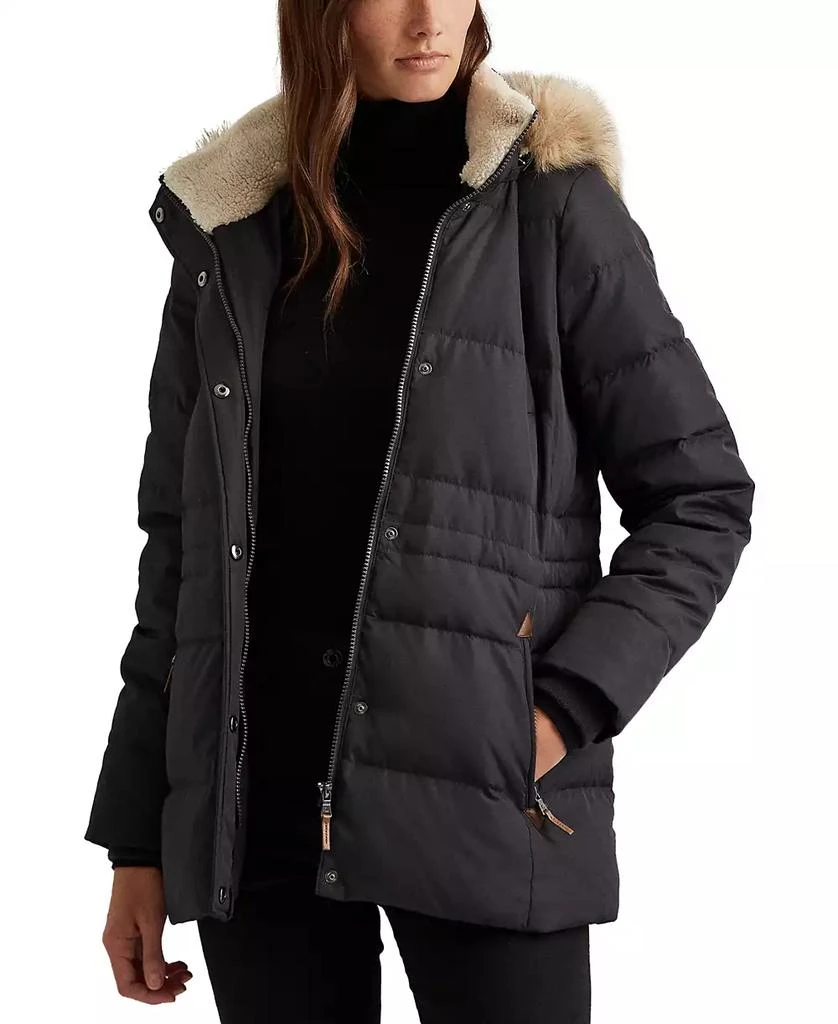 Ralph Lauren Women's Faux-Fur-Trim Hooded Puffer Coat, Created for Macy's 1