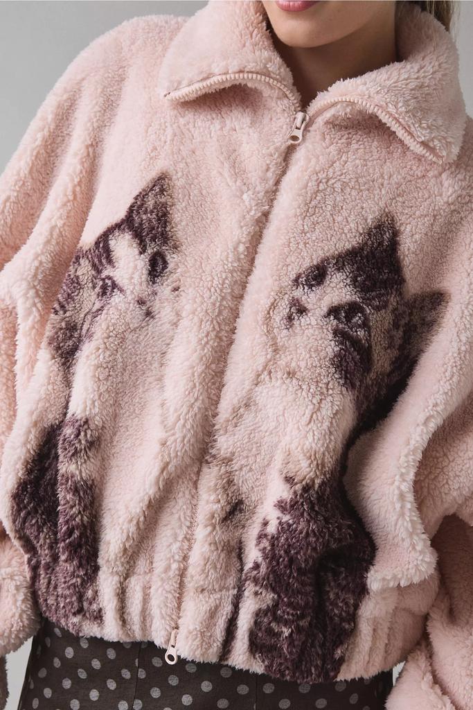 Kimchi Blue Kimchi Blue Snow Bunny Printed Piled Fleece Zip-Up