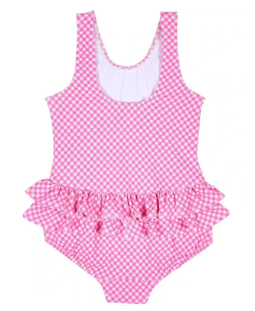 Florence Eiseman Little Girls Gingham Swimsuit with Ruffles and Flower 2