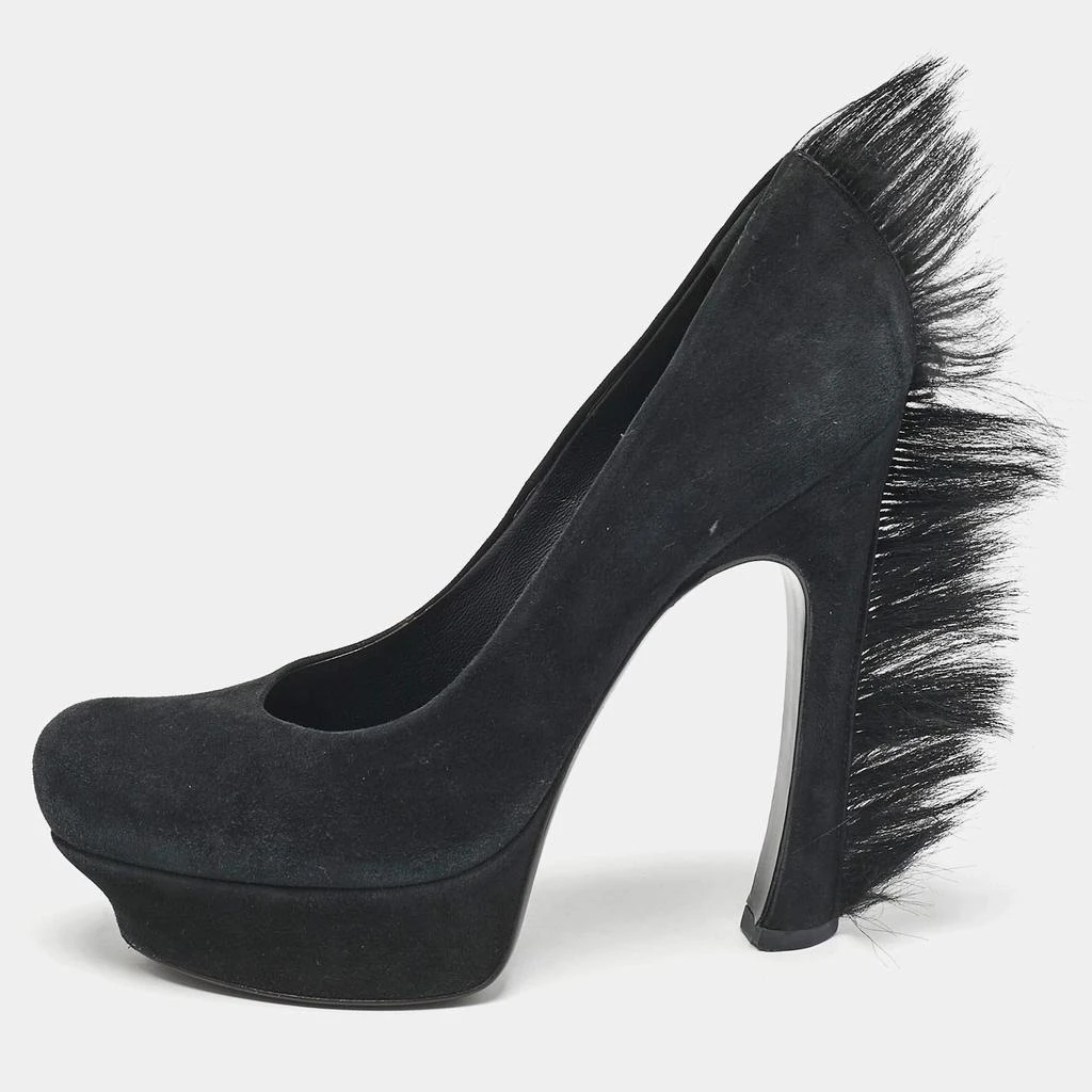 Yves Saint Laurent Saint Laurent  Black Fur and Suede Platform Pumps Size 39 1