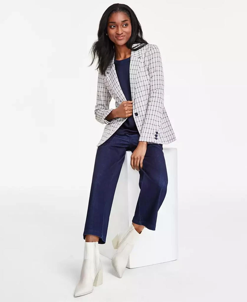 Liverpool Los Angeles Women's Check Fitted Notch-Collar Blazer 6