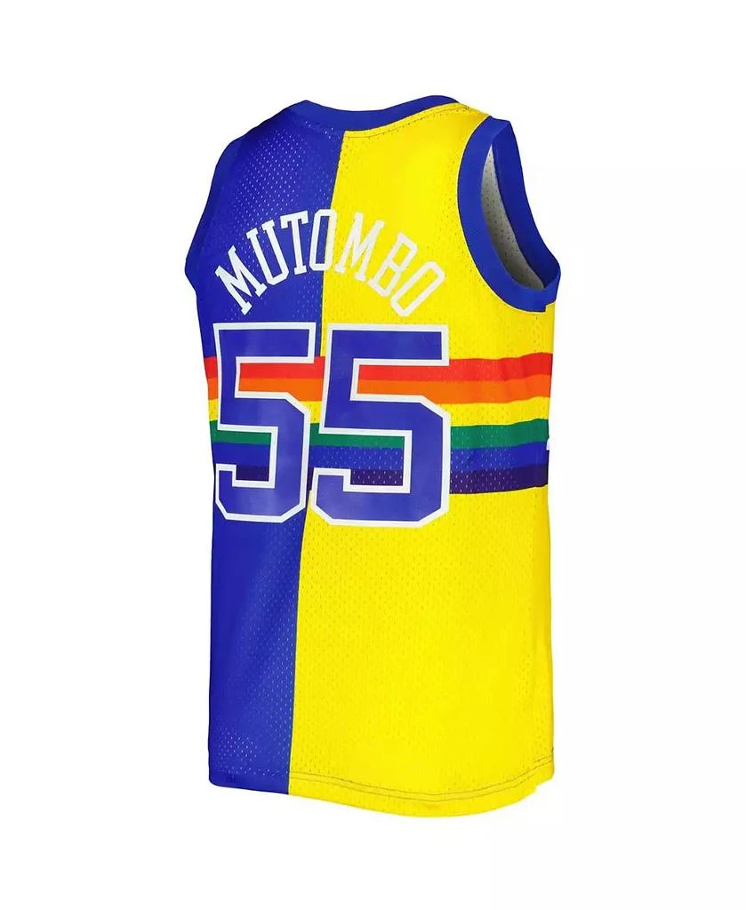 Mitchell & Ness Men's Dikembe Mutombo Royal, Gold Denver Nuggets Hardwood Classics 1991-92 Split Swingman Jersey 3