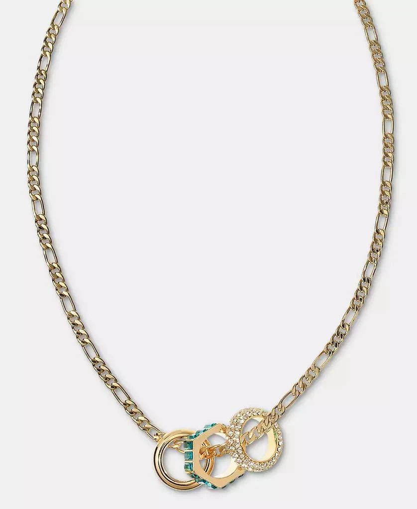 DKNY Gold-Tone Stone, Pavé 
Polished Rondelle Figaro Link Collar Necklace, 16" + 3" extender