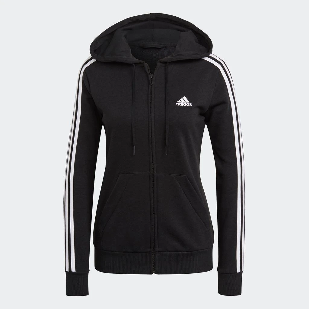 Adidas Women's  Essentials French Terry 3-Stripes Full-Zip Hoodie