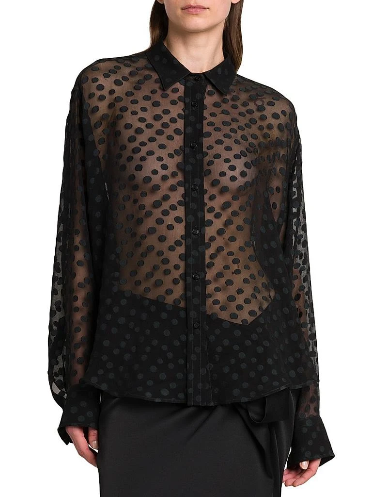 Stella McCartney Dots Sheer Crepon Button-Front Shirt 3