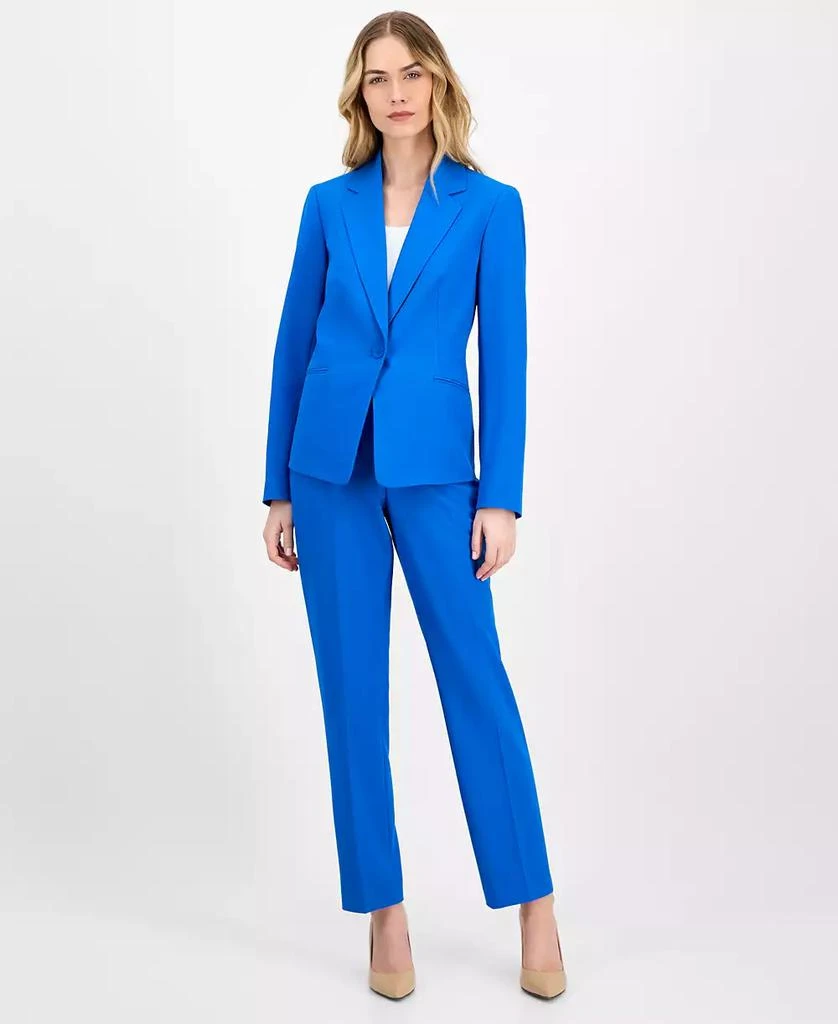 Le Suit Women's Crepe One-Button Straight-Leg Pantsuit Set, Regular & Petite 1