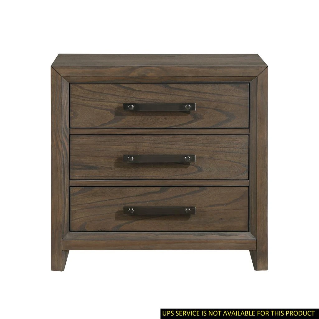 Simplie Fun Dark Walnut Finish Nightstand of 3 Drawers Classic Design Bedroom Furniture 1pc 1