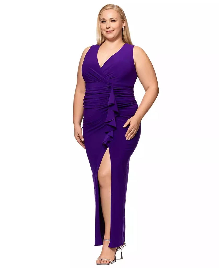 Betsy & Adam Plus Size V-Neck Gown 3