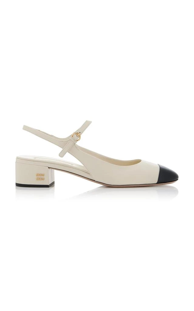 Miu Miu Miu Miu - Leather Slingback Mary Jane Pumps - White - IT 40.5 - Moda Operandi 1