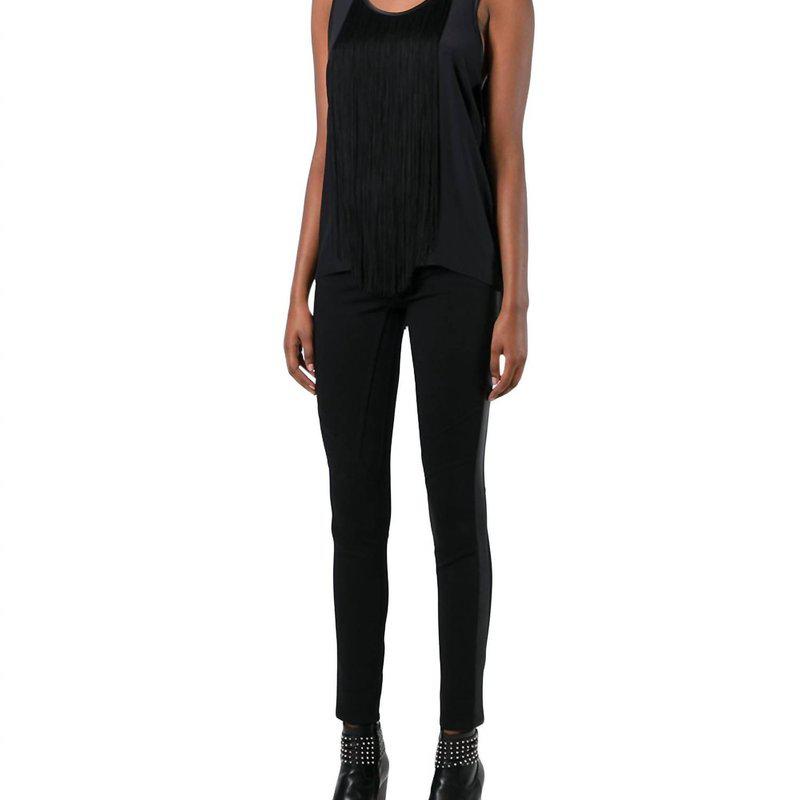 Barbara Bui Silk Fringe Top In Black