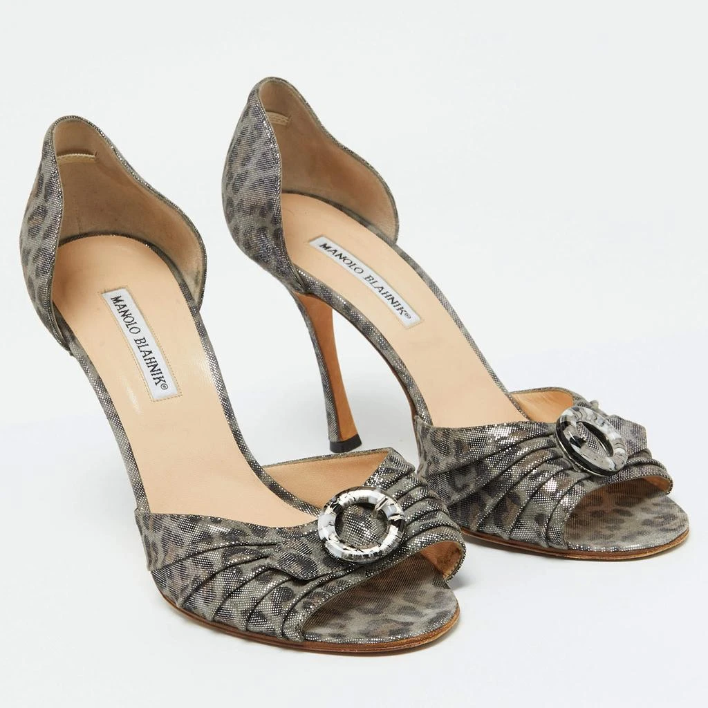 Manolo Blahnik Manolo Blahnik Grey Leopard Print Suede Sedaraby D'Orsay Pumps Size 40.5 4