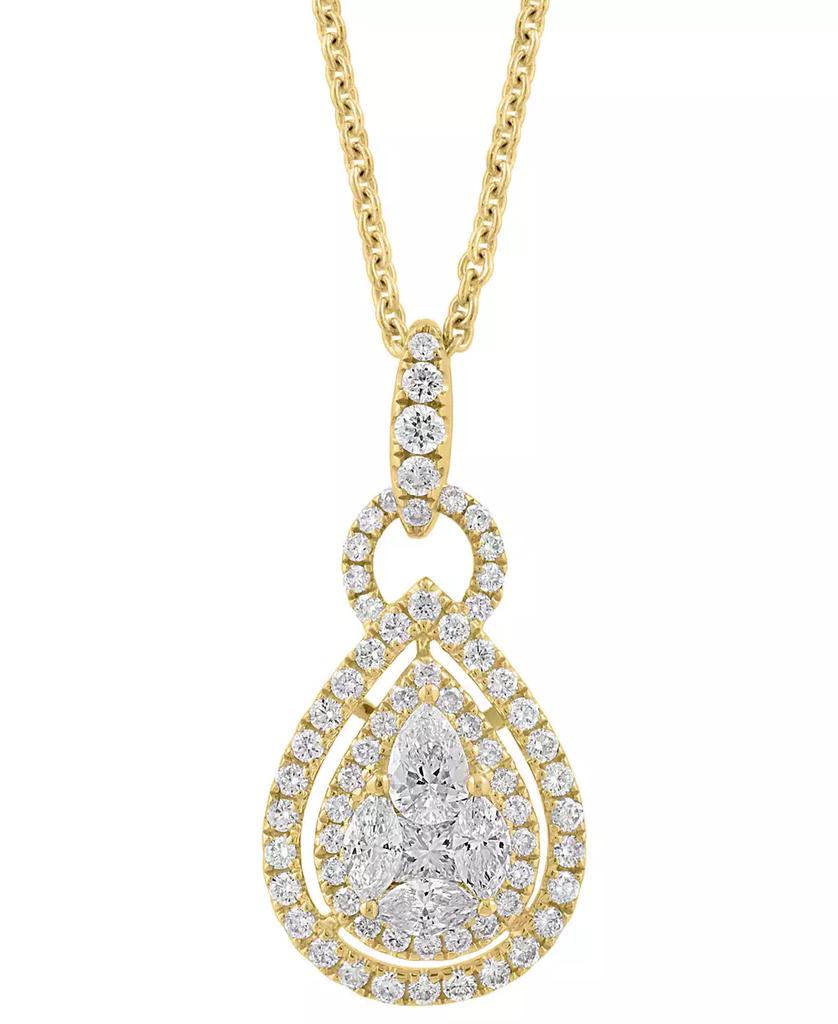 Effy EFFY® Diamond Mixed Cut Teardrop Halo 18" Pendant Necklace (1 ct. t.w.) in 14k Gold (Also in white gold)
