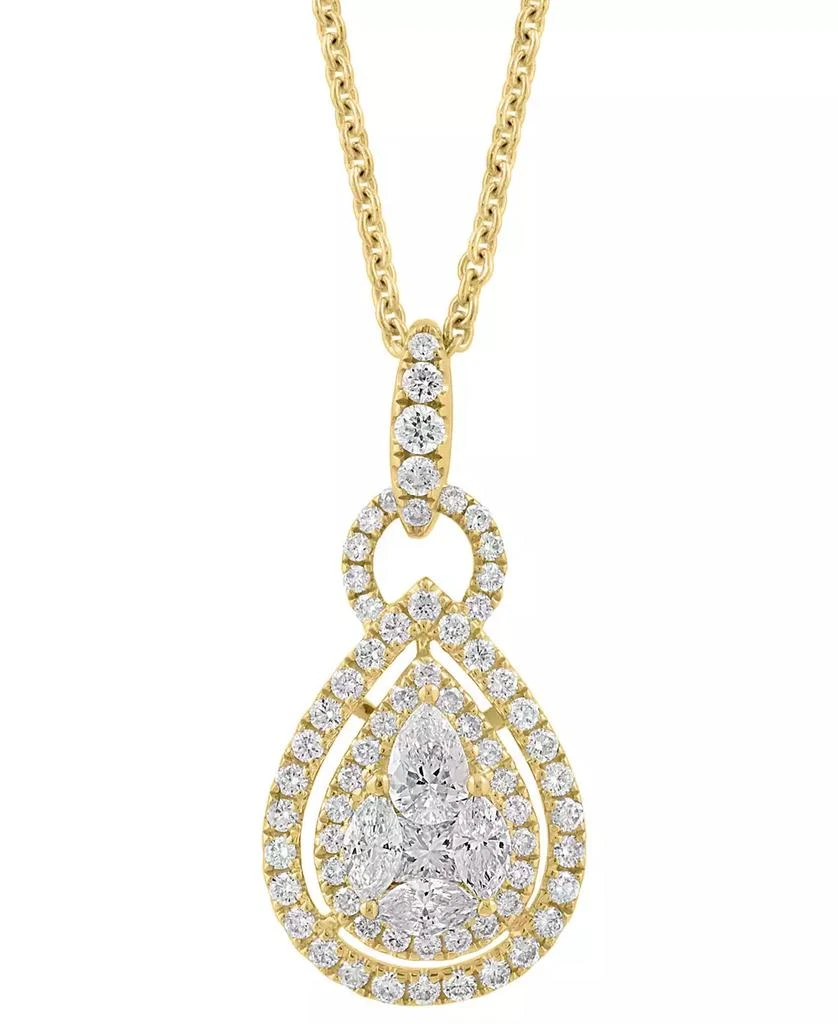 Effy EFFY® Diamond Mixed Cut Teardrop Halo 18" Pendant Necklace (1 ct. t.w.) in 14k Gold (Also in white gold) 1