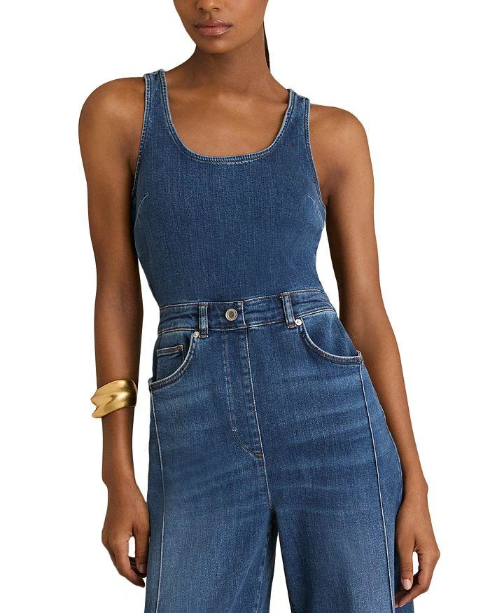 REISS Racer Detailed Denim Jumpsuit 3