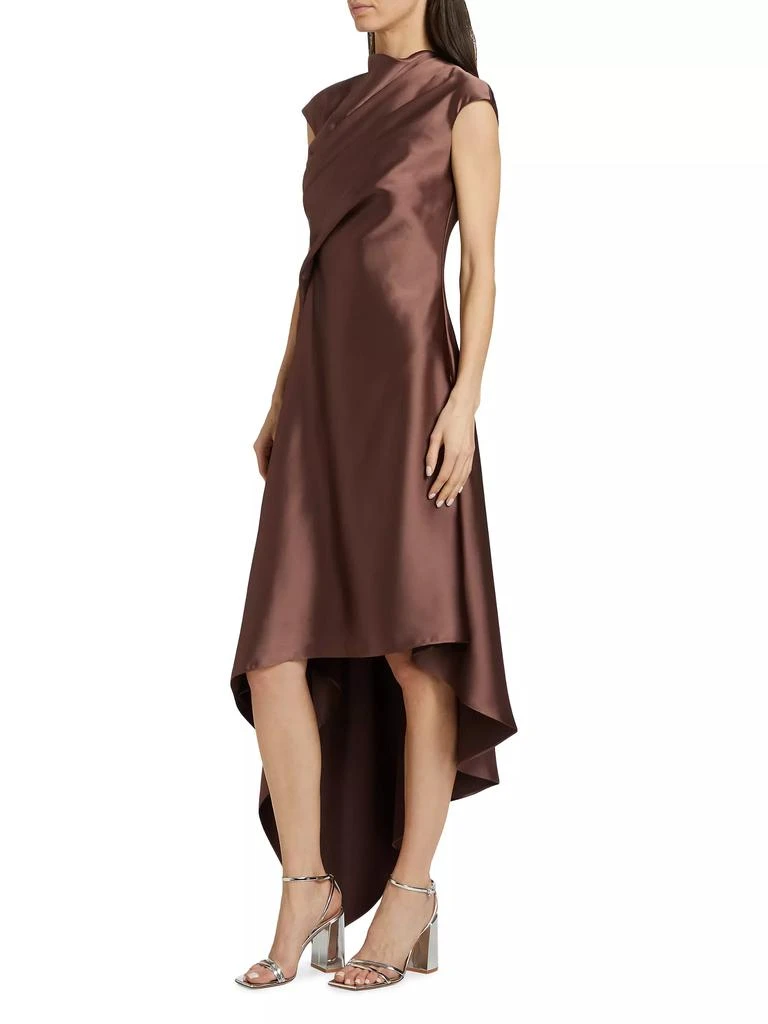 Amsale Draped Satin Asymmetric Cocktail Dress 4