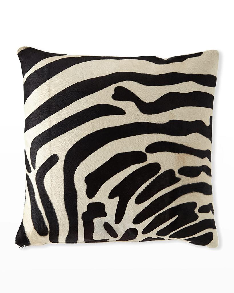 Massoud Hair Hide Zebra Pillow, 22"Sq.