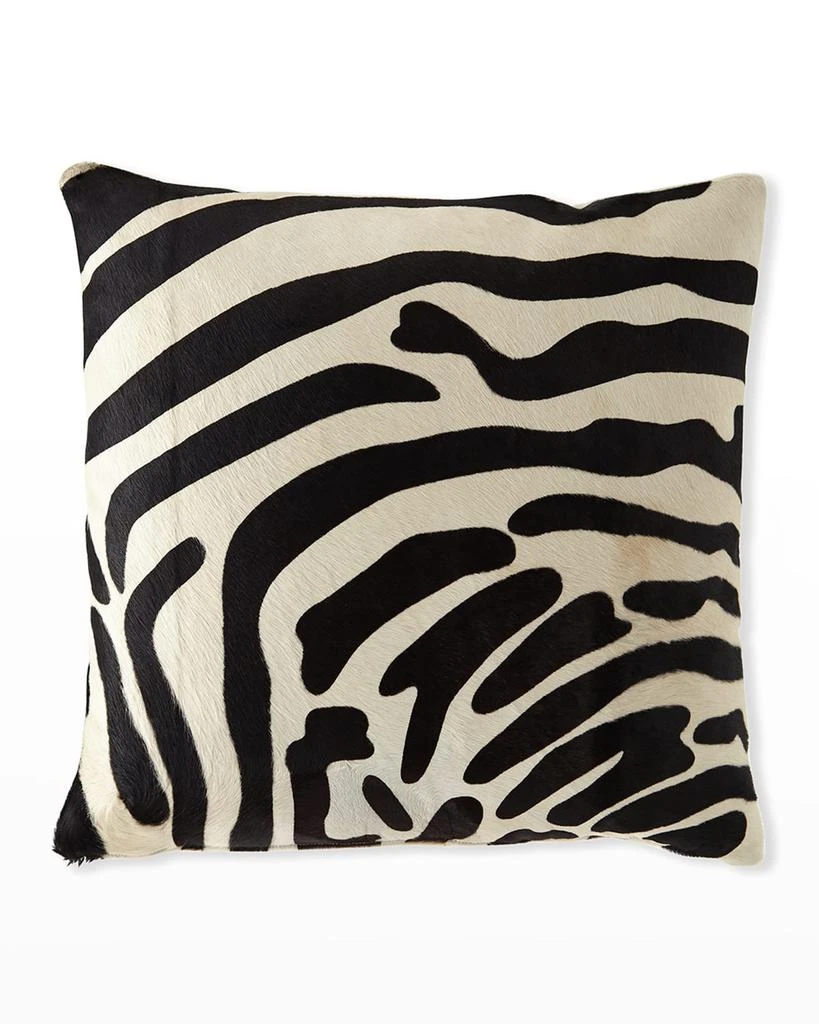 Massoud Hair Hide Zebra Pillow, 22"Sq. 2