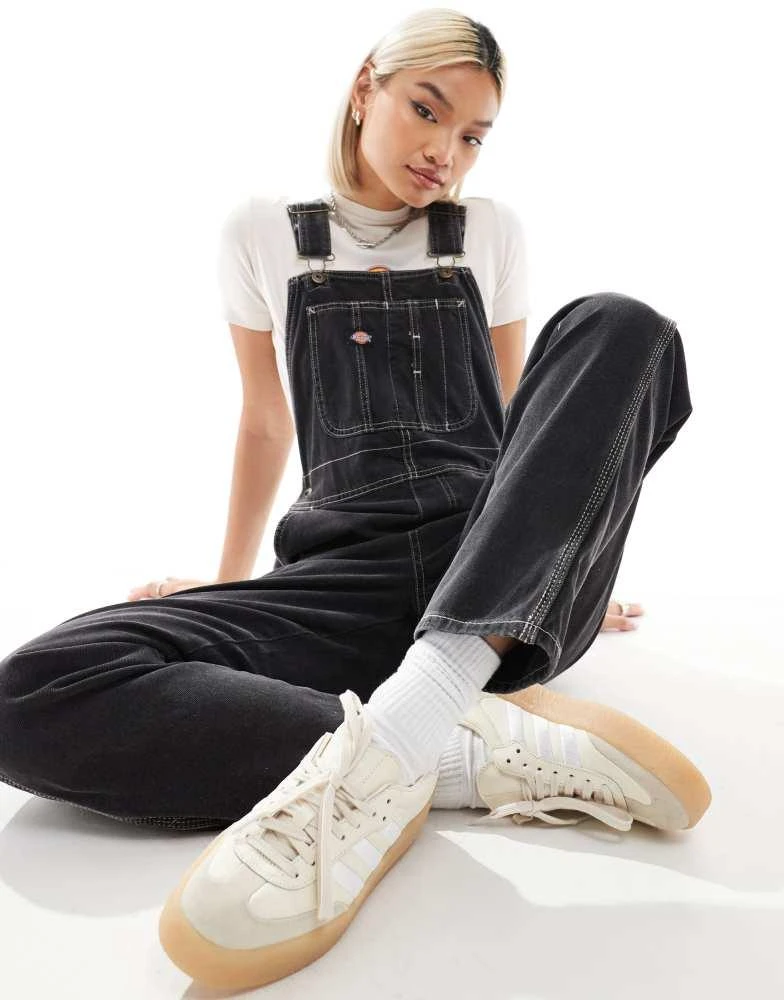 DICKIES Dickies classic denim dungarees in washed black 3