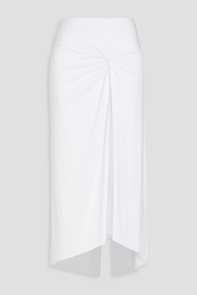 Enza Costa Asymmetric twisted stretch-jersey midi skirt 1