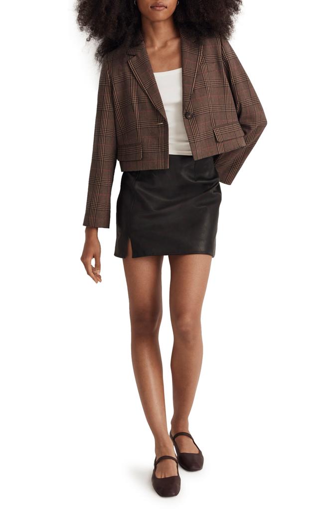 Madewell Stocco Glen Plaid Crop Blazer