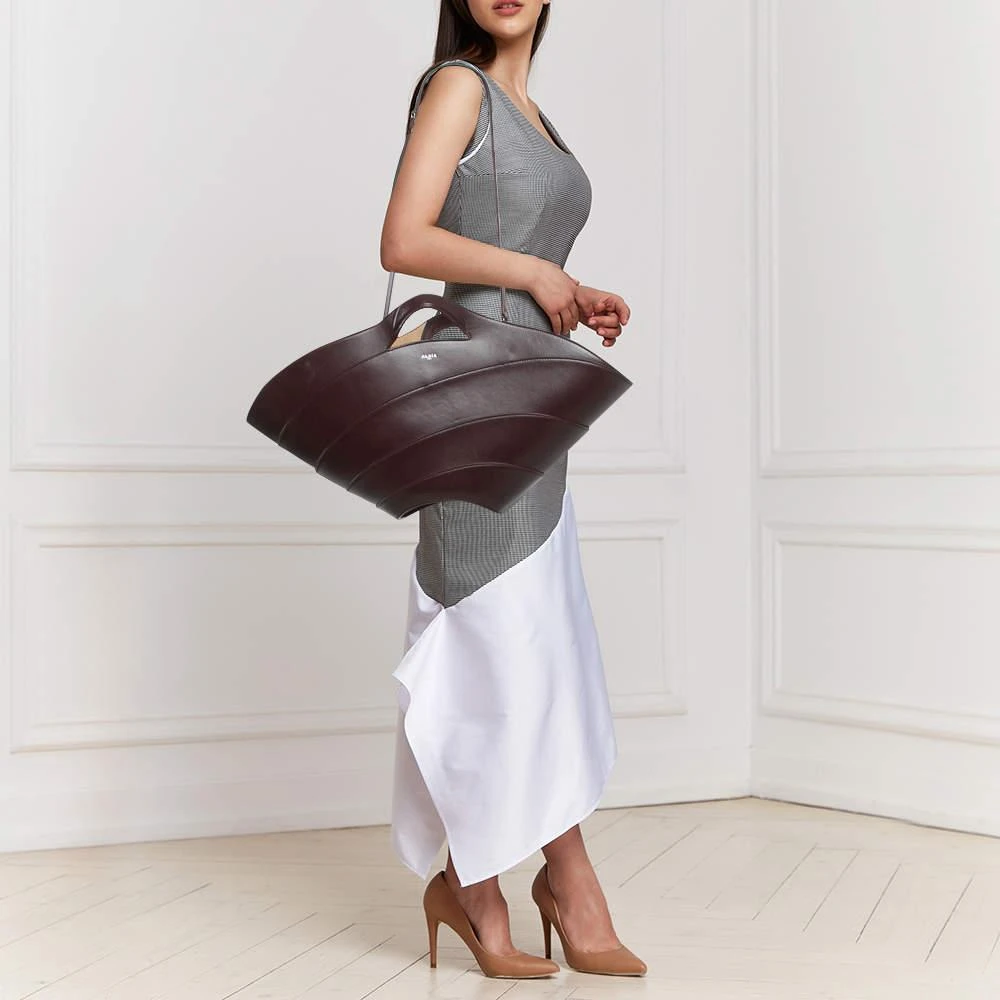 Alaia Alaia Burgundy Leather Large Khaima Tote 3