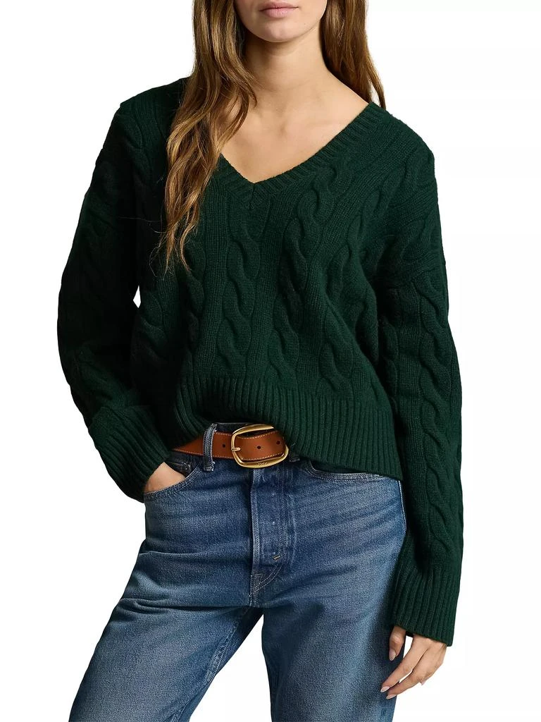 Ralph Lauren Wool-Cashmere Cable-Knit V-Neck Sweater 3