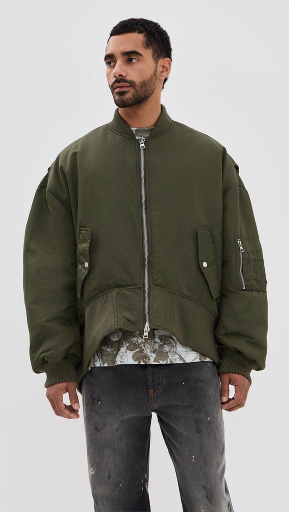 Shop Oversized Curved Hem Bomber Jacket on Sale at BeyondStyle