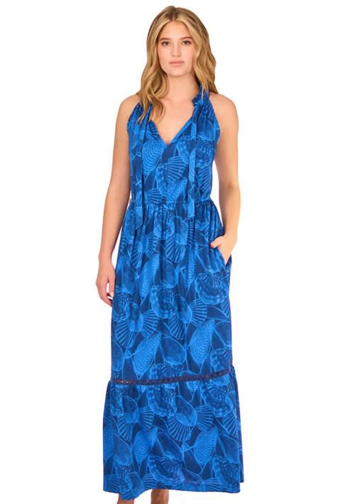 Cabana Life Life Womens Tie Neck Maxi Dress With Upf 50 Sun Protection 1