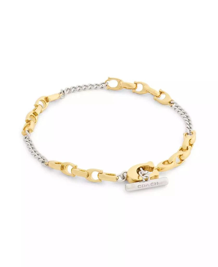 Coach Two-Tone Signature C Mixed Chain Bracelet