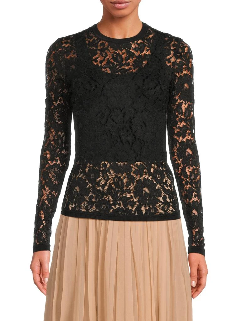 Valentino Floral Lace Cotton-Blend Top