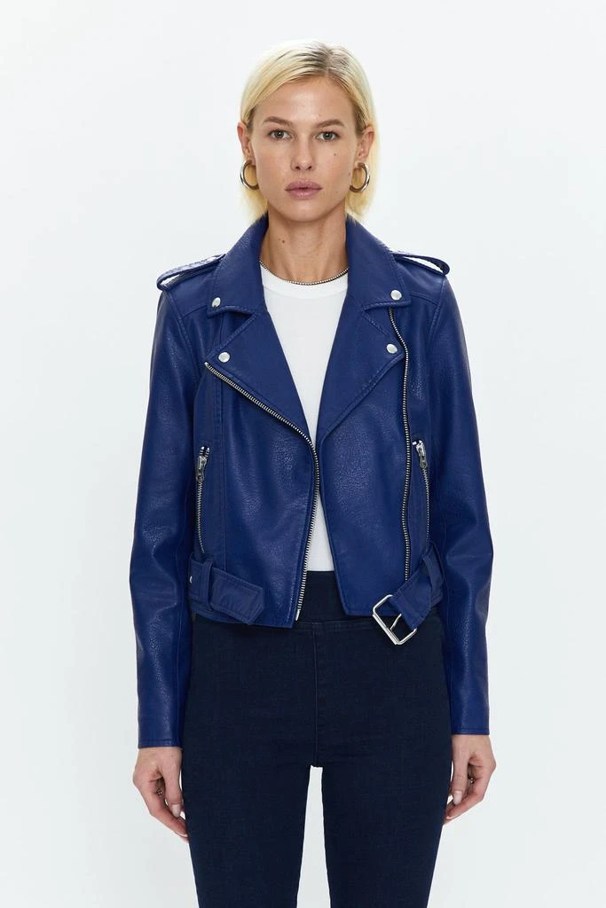 Pistola Denim Tracy Cropped Moto Jacket - Electric Blue 5