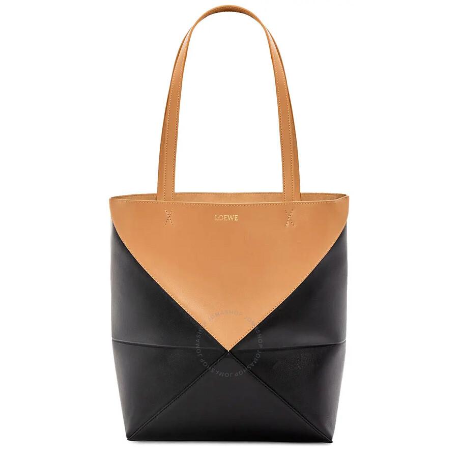 LOEWE｜TOTEBAGS (Puzzle Fold Tote in shiny calfskin (A65 Medium Puzzle Fold tote in shiny calfskin Beige - LOEWE