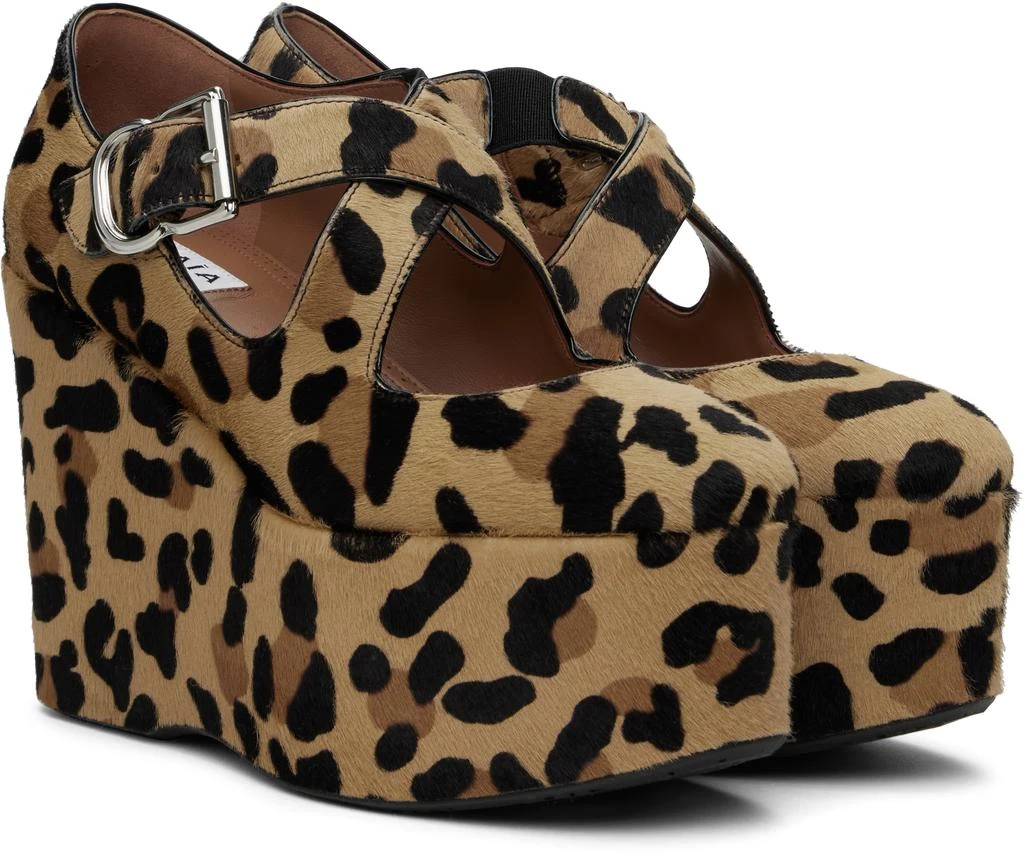 Alaïa Brown Criss Cross Wedge Heels 4