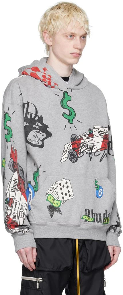 Rhude Gray Doodle Hoodie 2