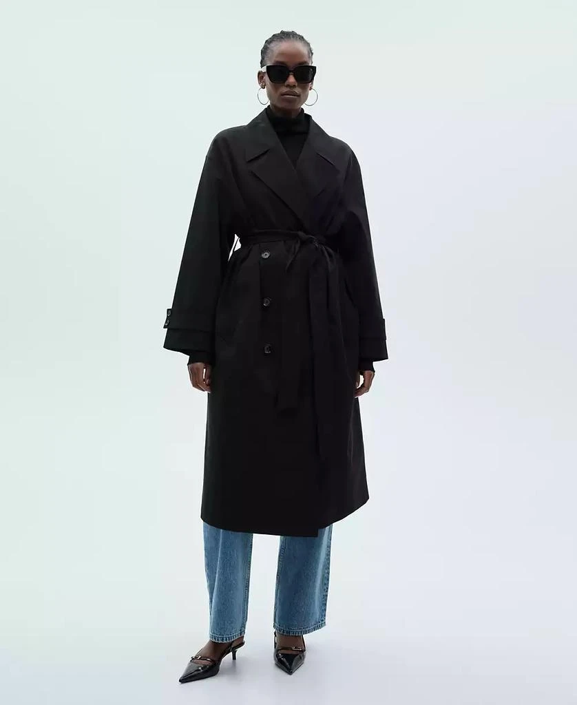 Mango Women's Long Oversized Double-Breasted Trench Coat 5