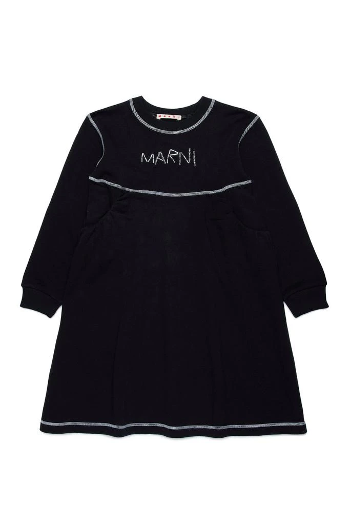 Marni Marni Kids Logo Bead-Embroidered Crewneck T-Shirt Dress 1