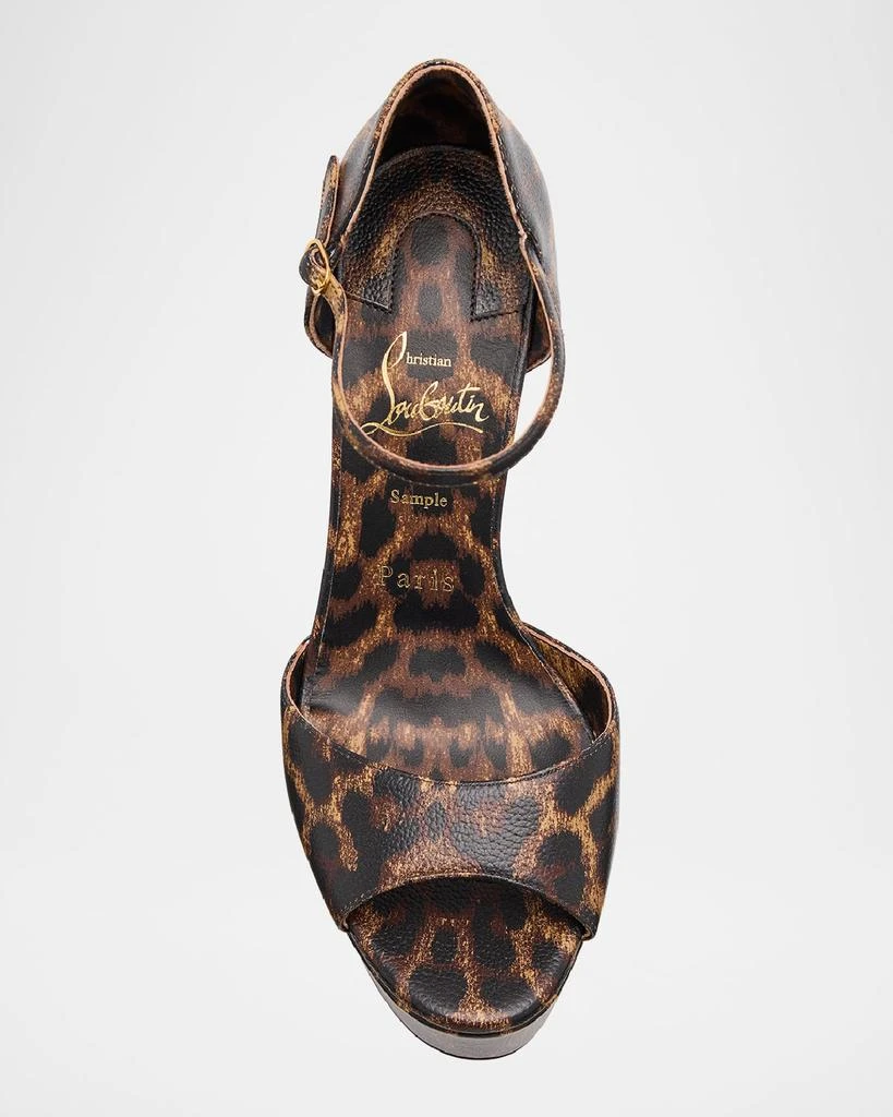 Christian Louboutin Leopard Ankle-Strap Red Sole Platform Sandals 4