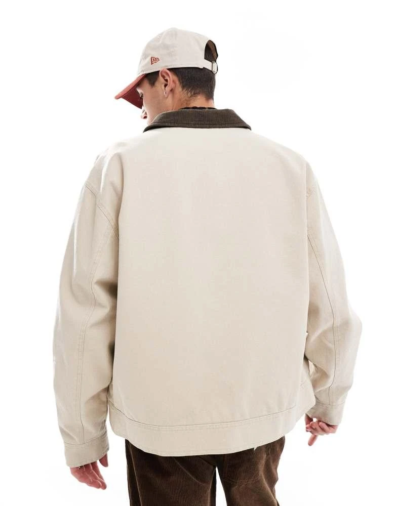 ASOS ASOS DESIGN oversized washed harrington jacket in stone 3