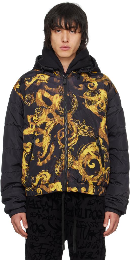 Versace Black Watercolor Couture Down Jacket