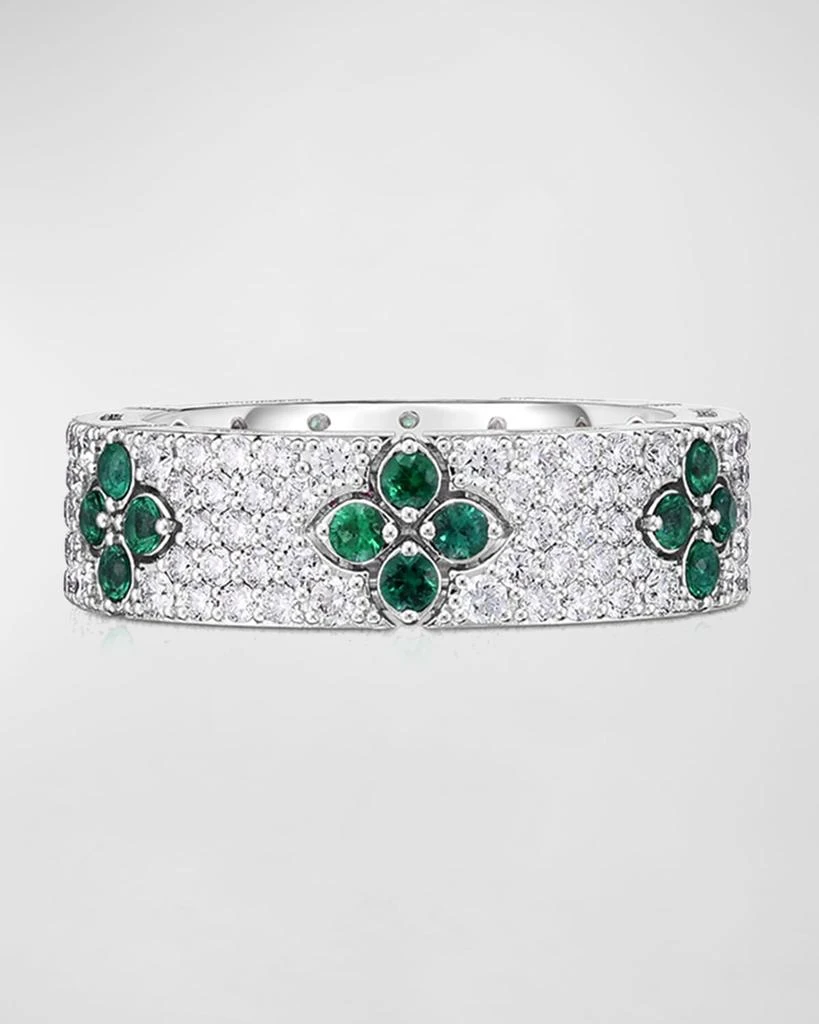 Roberto Coin 18K White Gold Love in Verona Diamond and Emerald Ring, Size 6.5 1