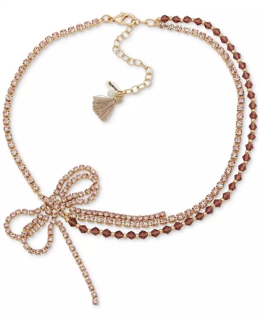 Lonna & Lilly Rose Gold-Tone Beaded Bow Choker Necklace, 14" + 3" extender 1