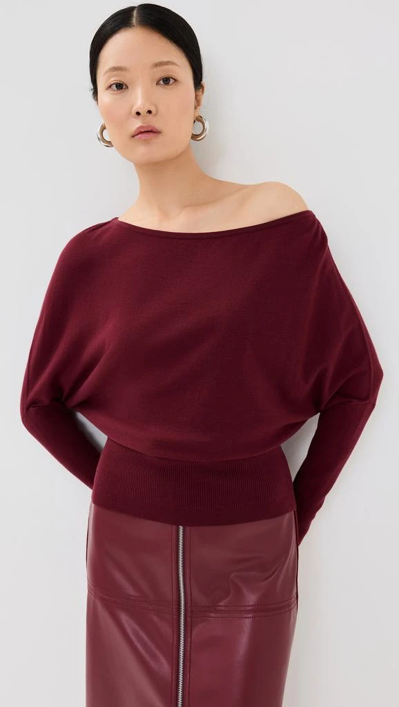 SIMKHAI Lavina Draped Off Shoulder Sweater 6