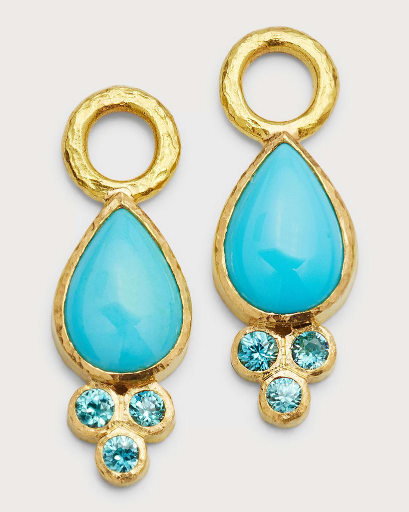 Elizabeth Locke 19K Pear-Shaped Turquoise Earring Pendants, 17x8mm