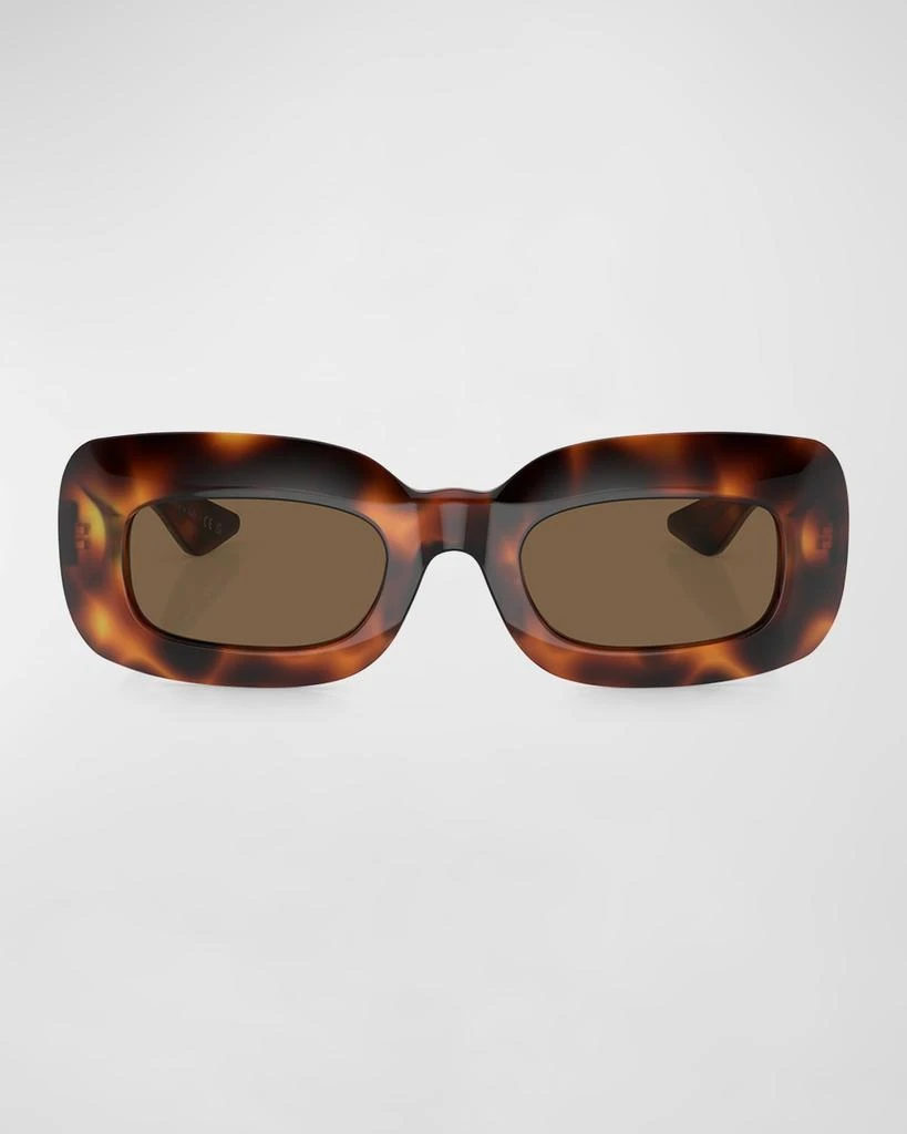 Khaite Beveled Acetate Rectangle Sunglasses 3