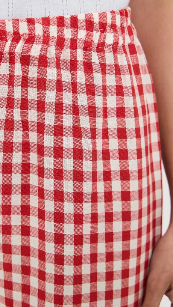 Sleeper Puff Linen Lounge Pants in Red Vichy 5