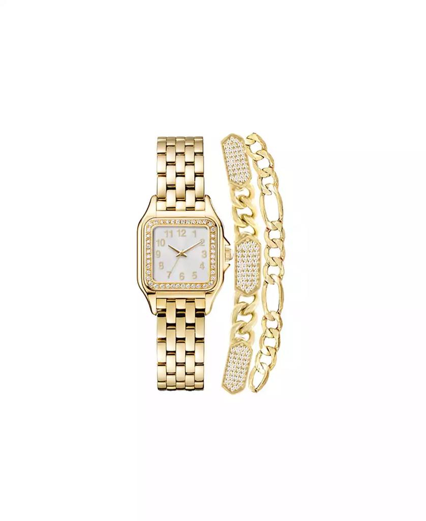 Jessica Carlyle Women's Analog Gold-Tone Metal Alloy Watch 26mm and Set, 3 Pieces
