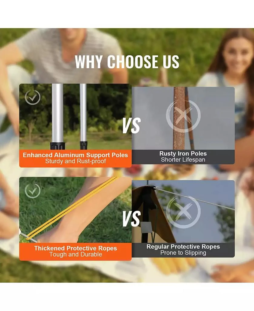 Mecale Car Side Awning, 6.6
 x 8.2
 Shade Coverage Vehicle Awning, PU3000mm UV50+ Retractable Awning with Storage Bag, Height Adjustable 5