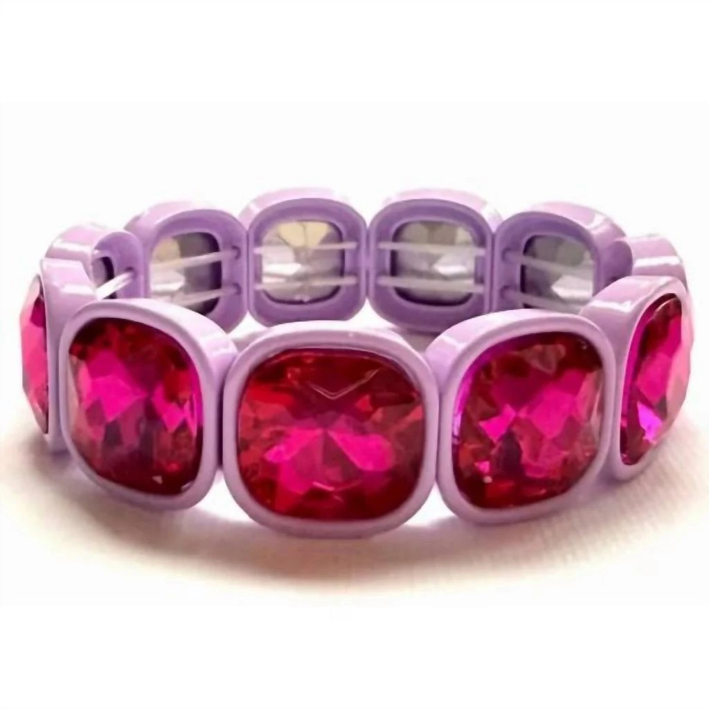 Iconic Mi Iconic Mi - Women
s Square Crystal Gemstone Stretch Bracelet
