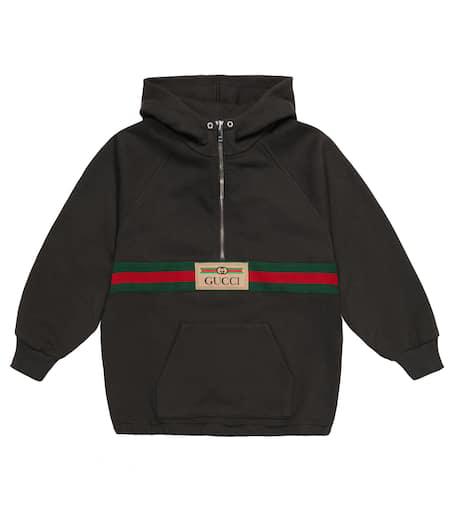Gucci Gucci Kids House Web Logo Patch Long-Sleeved Hoodie