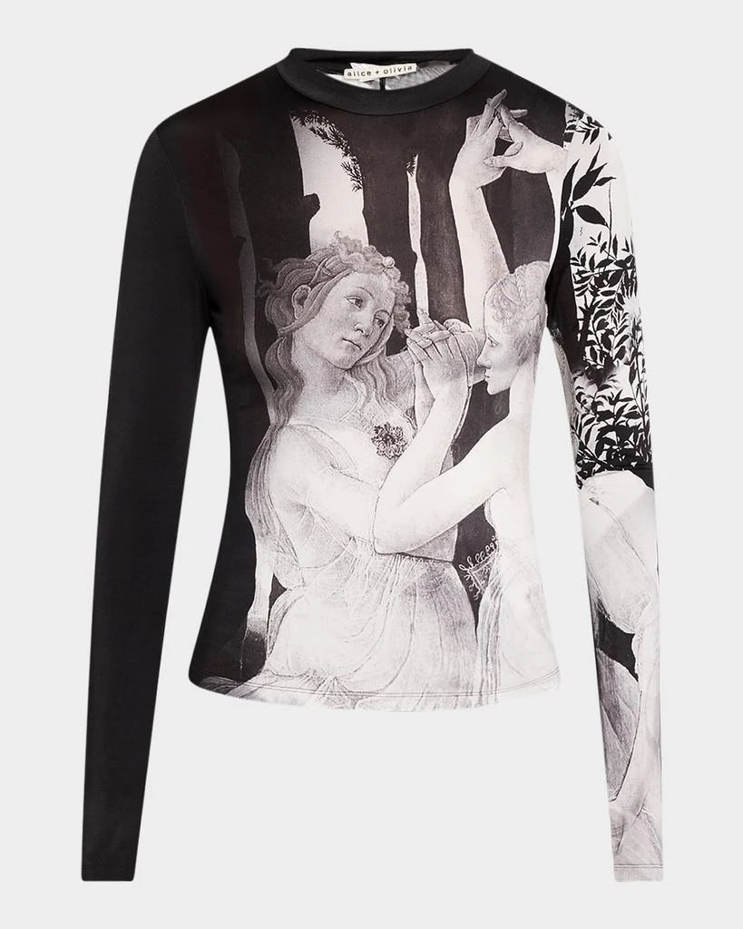Alice + Olivia Renaissance Fresco Delaina Long-Sleeve Turtleneck Top 1